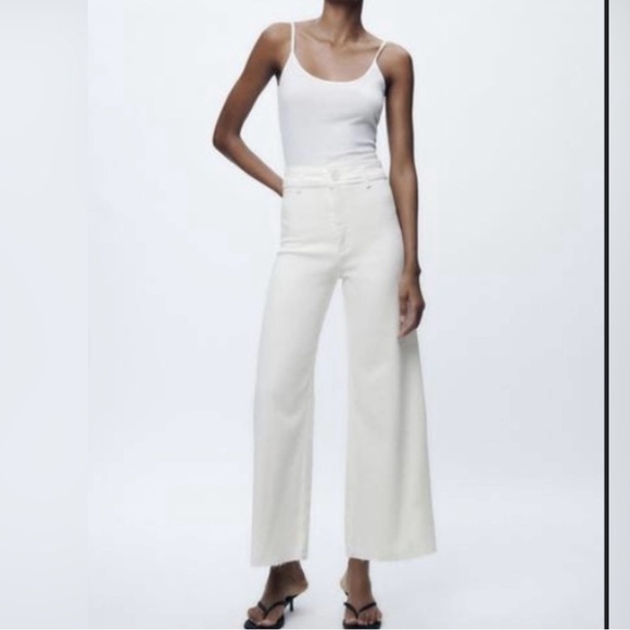 Zara Denim - ZARA ZW Mariner High-Waisted Wide Leg Jeans in White